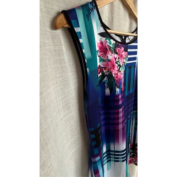 Floral Office Sheath Dress Womens Size 16 Multicolor Bisou Bisou Career Retro - Picture 16 of 16